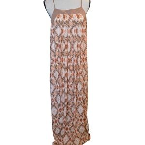 Xhilaration Coral Southwest Aztec Print Spaghetti Strap Maxi Dress SMALL NWT‎